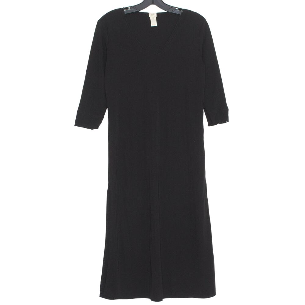 J Jill Dress Vintage Midi Minimalist Capsule Wardrobe Classic 90s Black Size XS